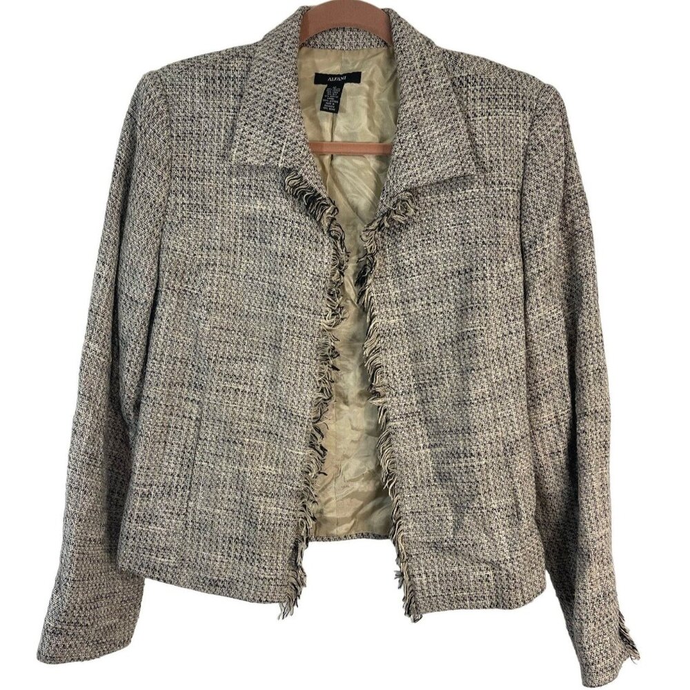 Alfani suit jacket blazer collar v neck slits on arm shoulder pads size 12 armpi